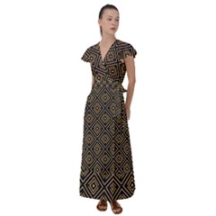 Art Deco Vector Pattern Flutter Sleeve Maxi Dress by webstylecreations