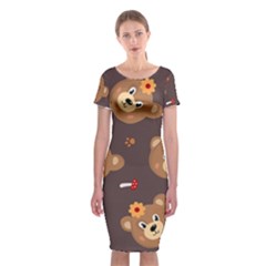 Bears-vector-free-seamless-pattern1 Classic Short Sleeve Midi Dress