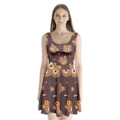 Bears-vector-free-seamless-pattern1 Split Back Mini Dress 