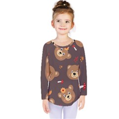 Bears-vector-free-seamless-pattern1 Kids  Long Sleeve Tee