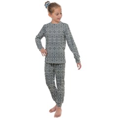 Abstract Silver Ornate Decorative Pattern Kids  Long Sleeve Set  by dflcprintsclothing