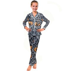 Pumpkin Pattern Kid s Satin Long Sleeve Pajamas Set by InPlainSightStyle