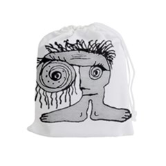 Weird Fantasy Creature Drawing Drawstring Pouch (xl) by dflcprintsclothing