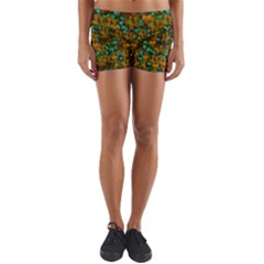 Love Forest Filled With Respect And The Flower Power Of Colors Yoga Shorts by pepitasart