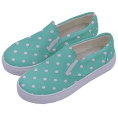 1950 Sea Foam Green White Dots Kids  Canvas Slip Ons by SomethingForEveryone