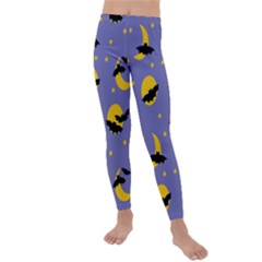 Bats With Yellow Moon Kids  Lightweight Velour Leggings by SychEva