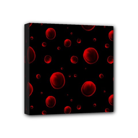 Red Drops On Black Mini Canvas 4  X 4  (stretched) by SychEva