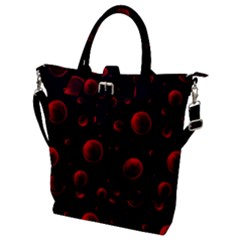 Red Drops On Black Buckle Top Tote Bag by SychEva