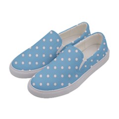 1950 Summer Sky Blue White Dots Women s Canvas Slip Ons by SomethingForEveryone