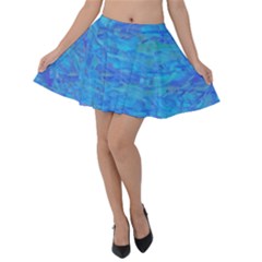 Blue Blue Ocean Velvet Skater Skirt by kiernankallan