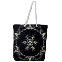 Bnw Mandala Full Print Rope Handle Tote (large) by MRNStudios