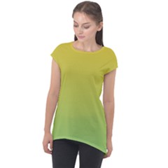 Gradient Yellow Green Cap Sleeve High Low Top by ddcreations