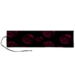 Red Sponge Prints On Black Background Roll Up Canvas Pencil Holder (l) by SychEva