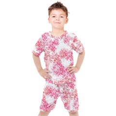 Red Splashes On A White Background Kids  Tee And Shorts Set by SychEva