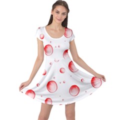 Red Drops On White Background Cap Sleeve Dress by SychEva