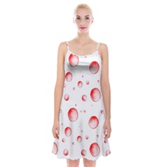 Red Drops On White Background Spaghetti Strap Velvet Dress by SychEva
