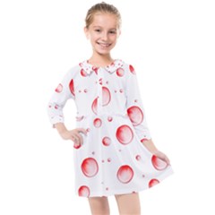 Red Drops On White Background Kids  Quarter Sleeve Shirt Dress by SychEva