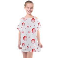 Red Drops On White Background Kids  One Piece Chiffon Dress by SychEva