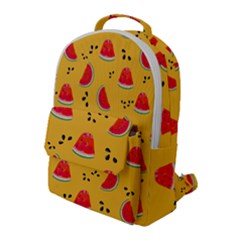 Slices Of Juicy Red Watermelon On A Yellow Background Flap Pocket Backpack (large)