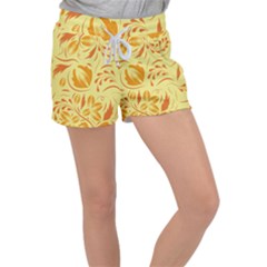 Folk Flowers Pattern Velour Lounge Shorts by Eskimos