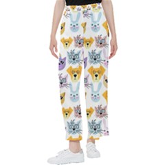 Funny Animal Faces With Glasses On A White Background Women s Pants  by SychEva