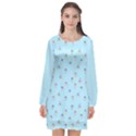 Cute Kawaii dogs pattern at sky blue Long Sleeve Chiffon Shift Dress  View1