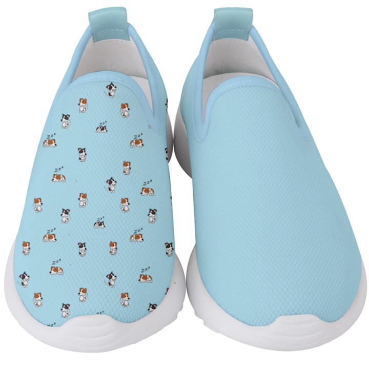 Cute Kawaii dogs pattern at sky blue Kids  Slip On Sneakers