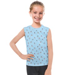 Cute Kawaii Dogs Pattern At Sky Blue Kids  Mesh Tank Top by Casemiro