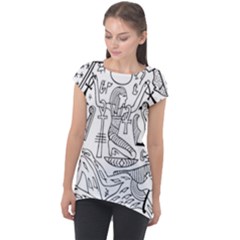 Egyptian-hieroglyphics-history-seb Cap Sleeve High Low Top by Sudhe