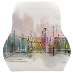 Drawing-watercolor-painting-city Car Seat Back Cushion  by Sudhe