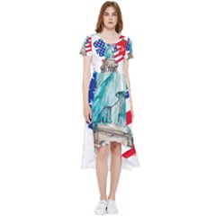 Statue Of Liberty Independence Day Poster Art High Low Boho Dress by Sudhe