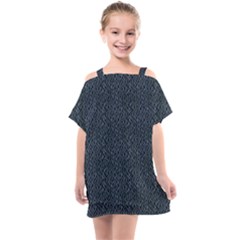 Blue Stripes On Dark Background Kids  One Piece Chiffon Dress by SychEva