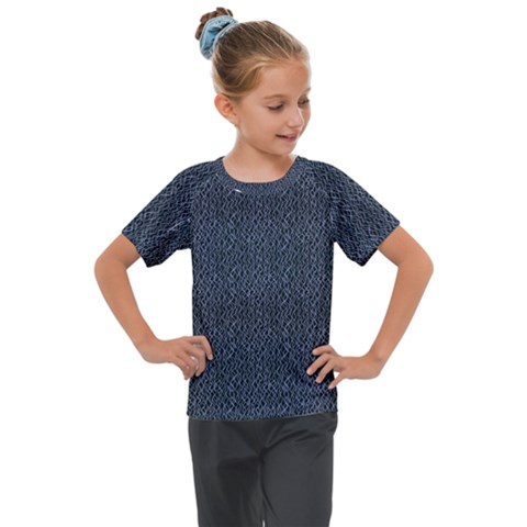 Blue Stripes On Dark Background Kids  Mesh Piece Tee by SychEva