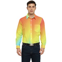 Rainbow Gradient  Men s Long Sleeve Pocket Shirt  by Dazzleway