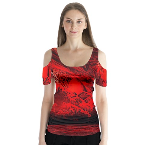 Planet-hell-hell-mystical-fantasy Butterfly Sleeve Cutout Tee  by Sudhe