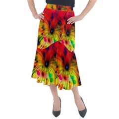 Color-background-structure-lines Midi Mermaid Skirt by Sudhe