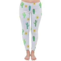 Green Cacti With Sun Classic Winter Leggings by SychEva