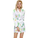 Green Cacti With Sun Long Sleeve Satin Robe View1