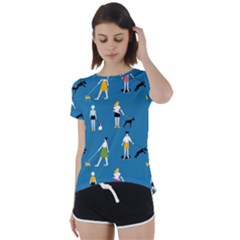 Girls Walk With Their Dogs Short Sleeve Foldover Tee by SychEva