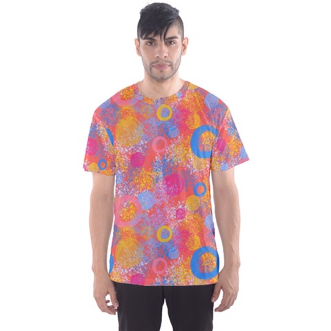 Multicolored Splashes And Watercolor Circles On A Dark Background Men s Sport Mesh Tee by SychEva