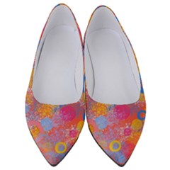 Multicolored Splashes And Watercolor Circles On A Dark Background Women s Low Heels by SychEva
