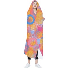 Multicolored Splashes And Watercolor Circles On A Dark Background Wearable Blanket by SychEva