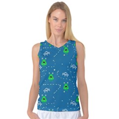 Funny Aliens With Spaceships Women s Basketball Tank Top by SychEva