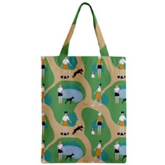 Girls With Dogs For A Walk In The Park Zipper Classic Tote Bag by SychEva