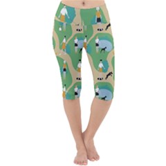 Girls With Dogs For A Walk In The Park Lightweight Velour Cropped Yoga Leggings by SychEva