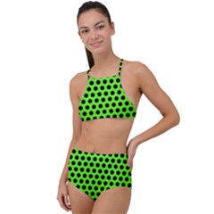 Metallic Mesh Screen-green High Waist Tankini Set by impacteesstreetweareight