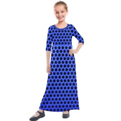 Metallic Mesh Screen-blue Kids  Quarter Sleeve Maxi Dress by impacteesstreetweareight