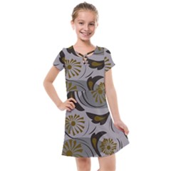 Folk Flowers Pattern Floral Surface Design Seamless Pattern Kids  Cross Web Dress by Eskimos