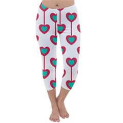 Red Hearts On A White Background Capri Winter Leggings  by SychEva