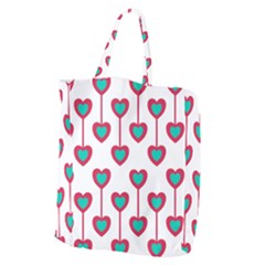 Red Hearts On A White Background Giant Grocery Tote by SychEva